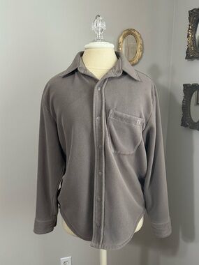 TNA Fleece Snap-Front Shirt Jacket - Taupe